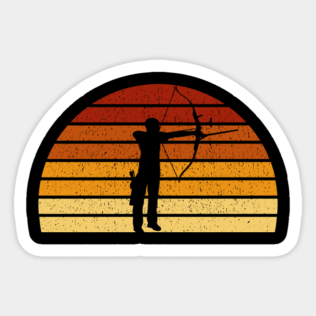 Vintage Sunset Archery Gift For Archers and Bowmen Sticker by OceanRadar